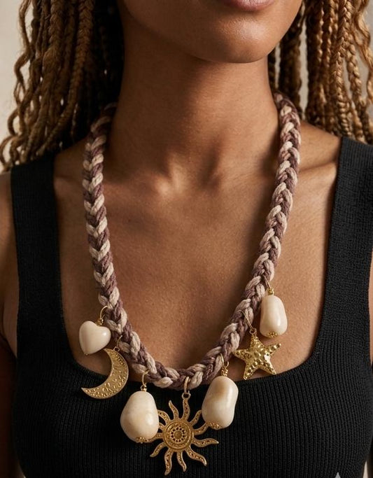 Celestial Braided Charm Necklace