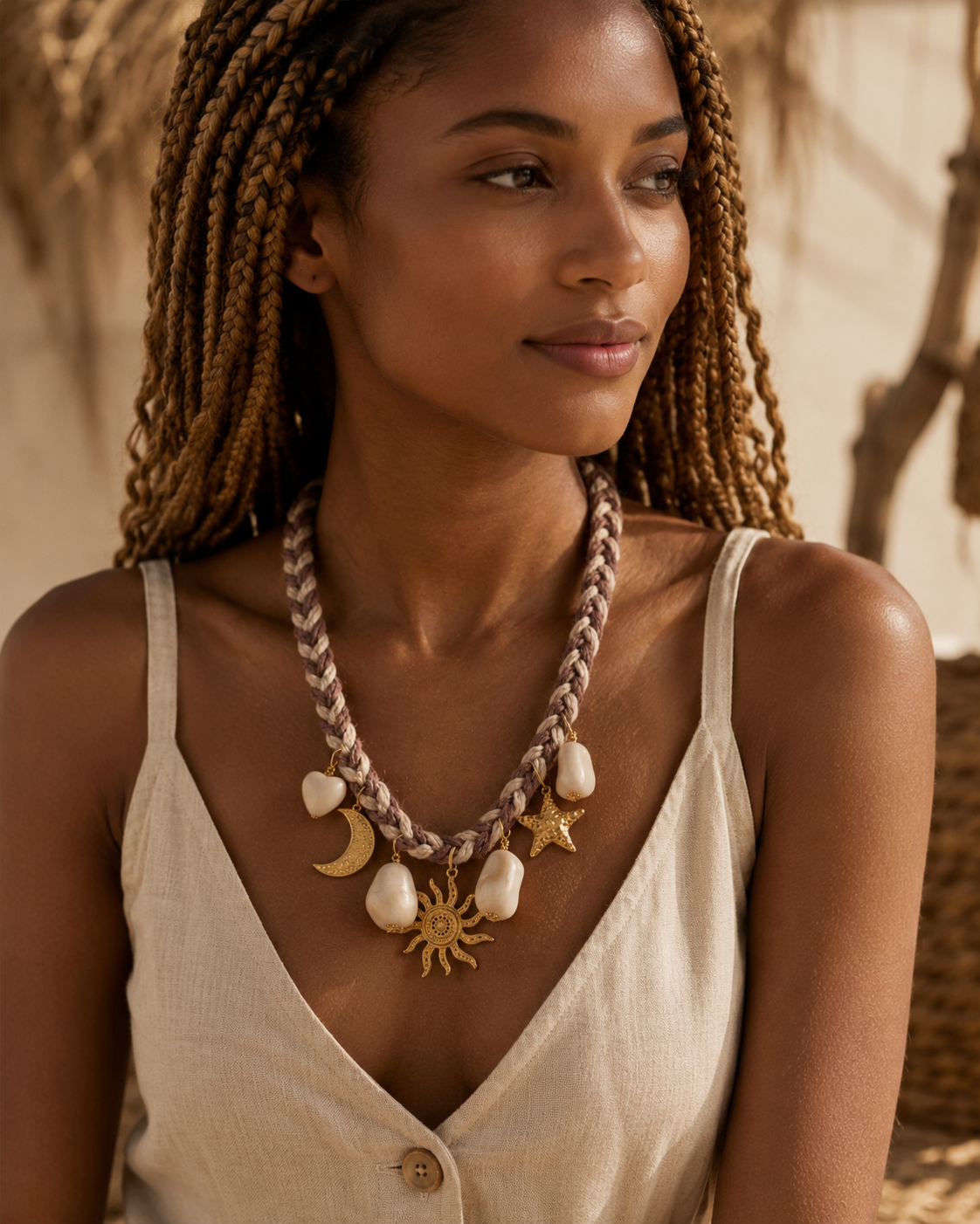 Celestial Braided Charm Necklace