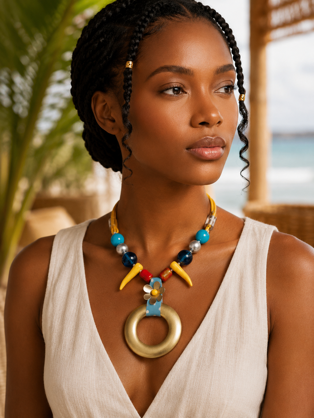 Azure Bloom Circle Necklace