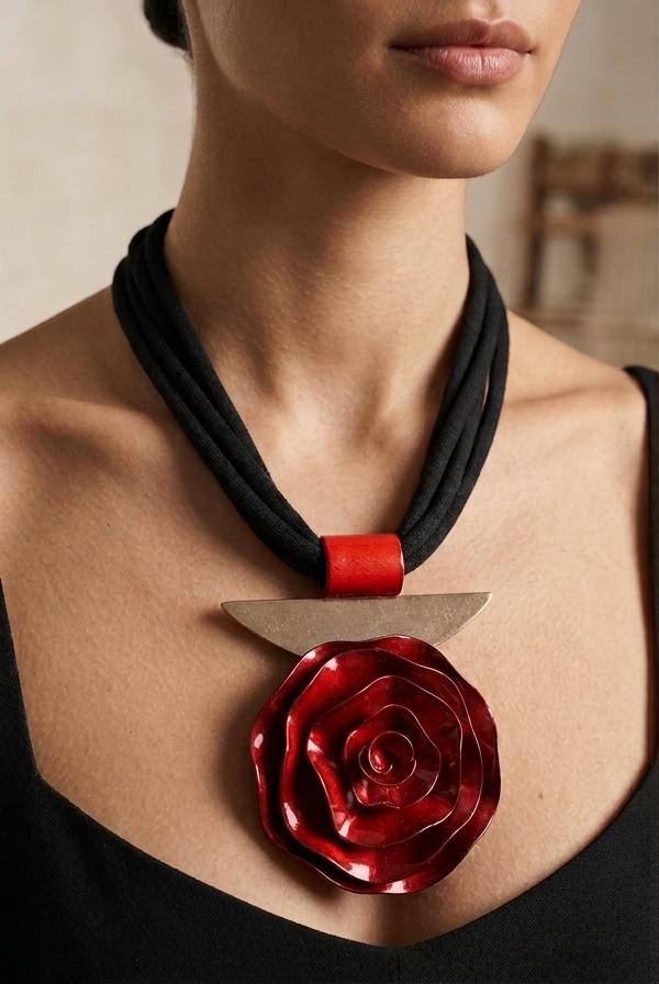 Scarlet Bloom Pendant Necklace